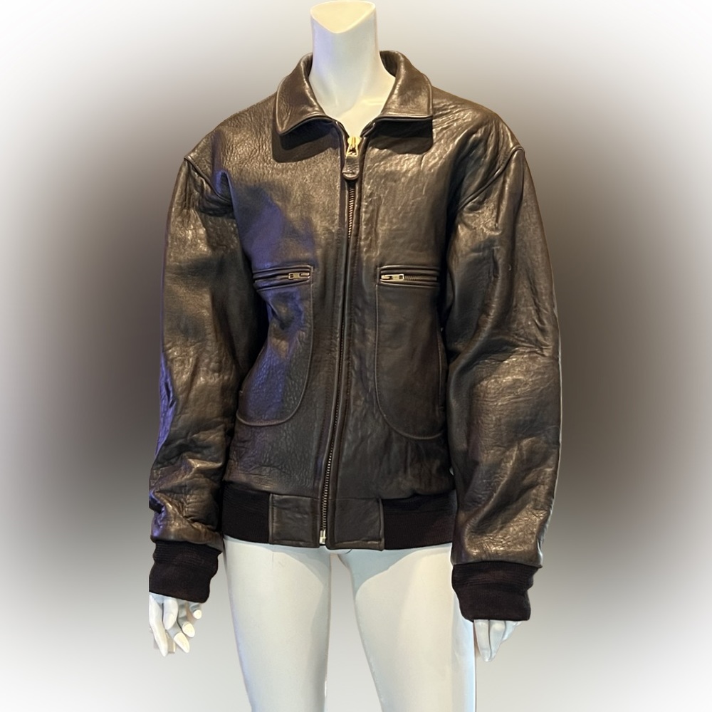 Sporty’s Pilot Shop Type G-2 Lambskin Flight Bomber Jacket Size 40 Men’s Brown